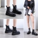 New Fashion Autumn Winter Leather Snow Women Boots Motorcycle Shoes with Warm Vintage Classic Female Military Booties
